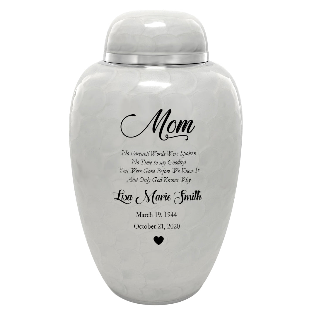 Sudden Passing Mom, Wife, Grandma & More Cremation Urn - Pro Laser Engraving