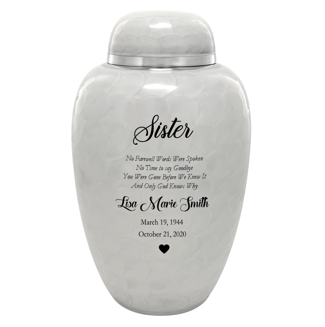 Sudden Passing Mom, Wife, Grandma & More Cremation Urn - Pro Laser Engraving