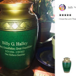 Suits of the Cards Green Cremation Urn - Poker Adult Urn - Tribute Wreath™ - Pro Diamond Engraving