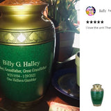 Suits of the Cards Green Cremation Urn - Poker Adult Urn - Tribute Wreath™ - Pro Diamond Engraving