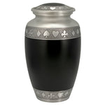 Suits of the Cards Black Cremation Urn - Poker Adult Urn - Tribute Wreath™ - Pro Diamond Engraving