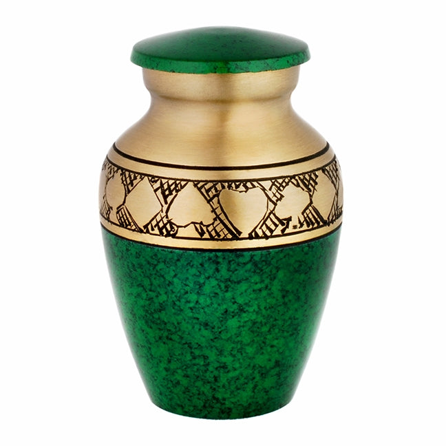 Suits of the Cards Green Brass Keepsake Urn