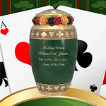 Suits of the Cards Green Cremation Urn - Poker Adult Urn - Tribute Wreath™ - Pro Diamond Engraving