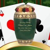 Suits of the Cards Green Cremation Urn - Poker Adult Urn - Tribute Wreath™ - Pro Diamond Engraving