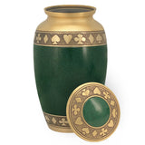 Suits of the Cards Green Cremation Urn - Poker Adult Urn - Tribute Wreath™ - Pro Diamond Engraving