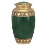 Suits of the Cards Green Cremation Urn - Poker Adult Urn - Tribute Wreath™ - Pro Diamond Engraving