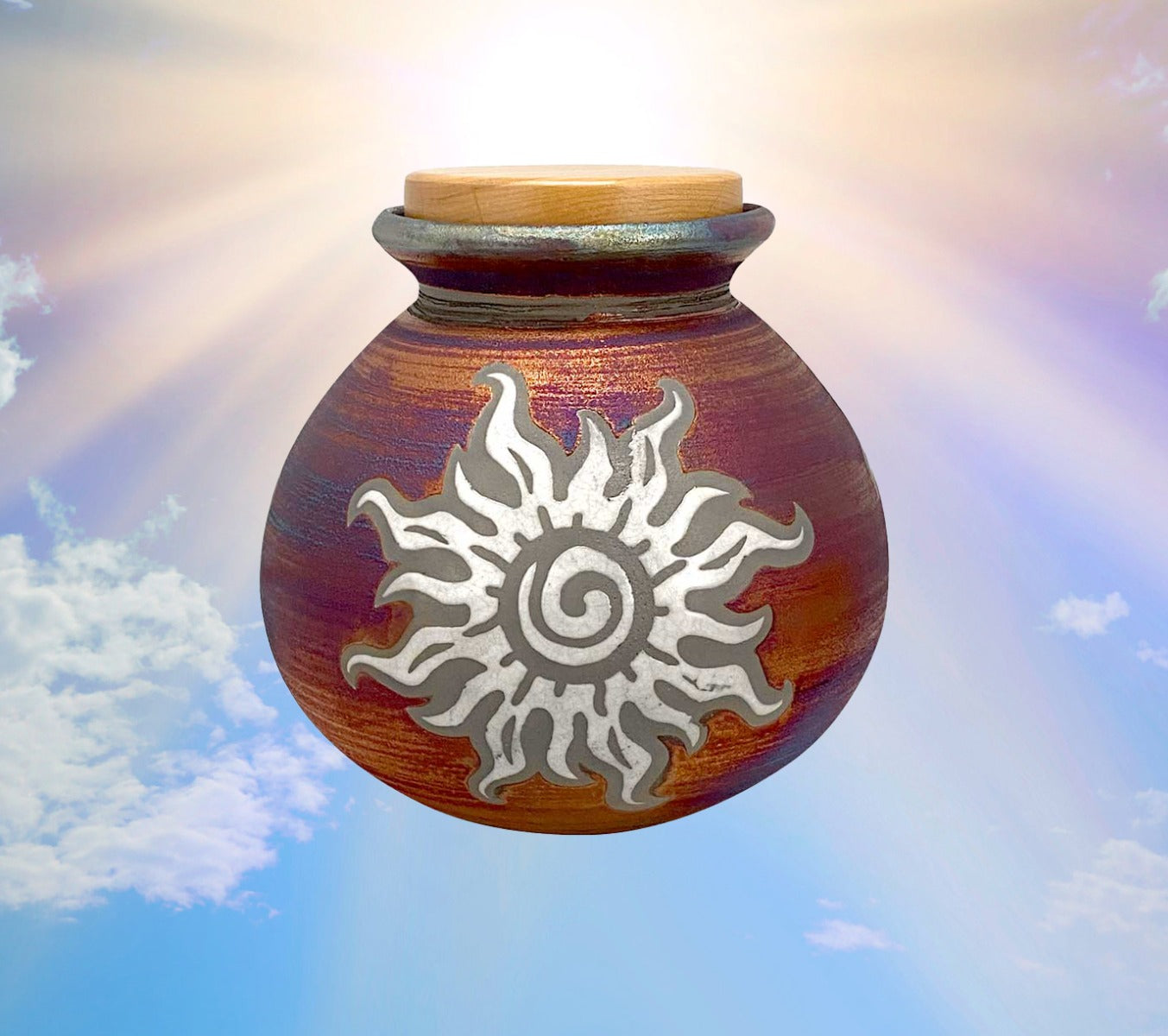 Sun Raku Cremation Adult or Medium Urn - Personalization Option