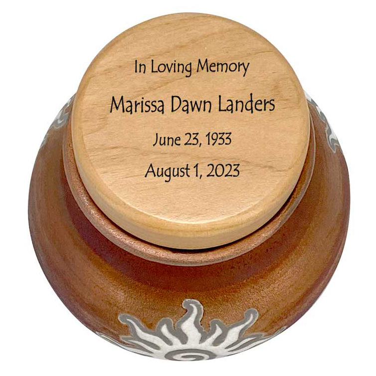 Sun Raku Cremation Adult or Medium Urn - Personalization Option