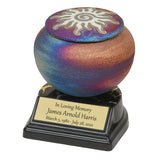 Raku 14 Variety Keepsake Urn & Engraved Stand 