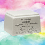 Sweet Angel Twins Cultured Marble Cream Baby Urn - Free Engraving