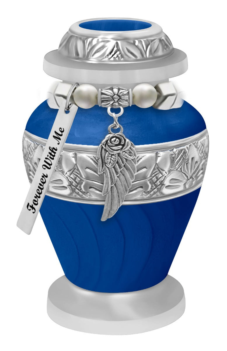 Blue Swirl Keepsake Urn - Love Charms® Option - Engraving Option