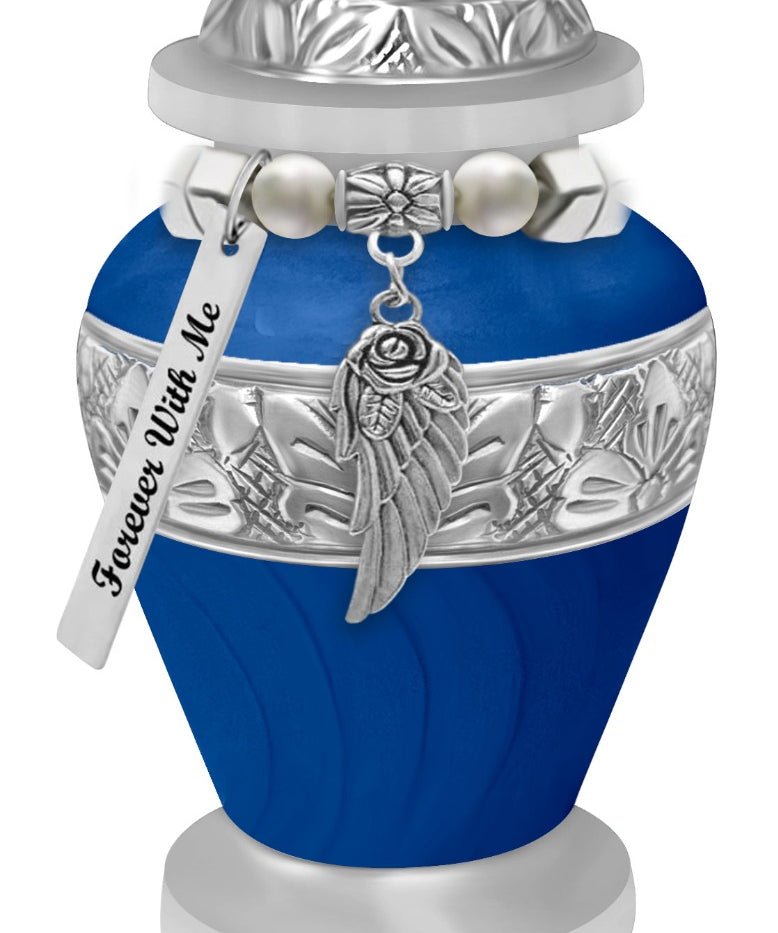 Blue Swirl Keepsake Urn - Love Charms® Option - Engraving Option