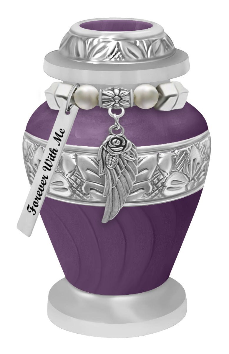 Purple Swirl Keepsake Urn - Love Charms® Option - Engraving Option