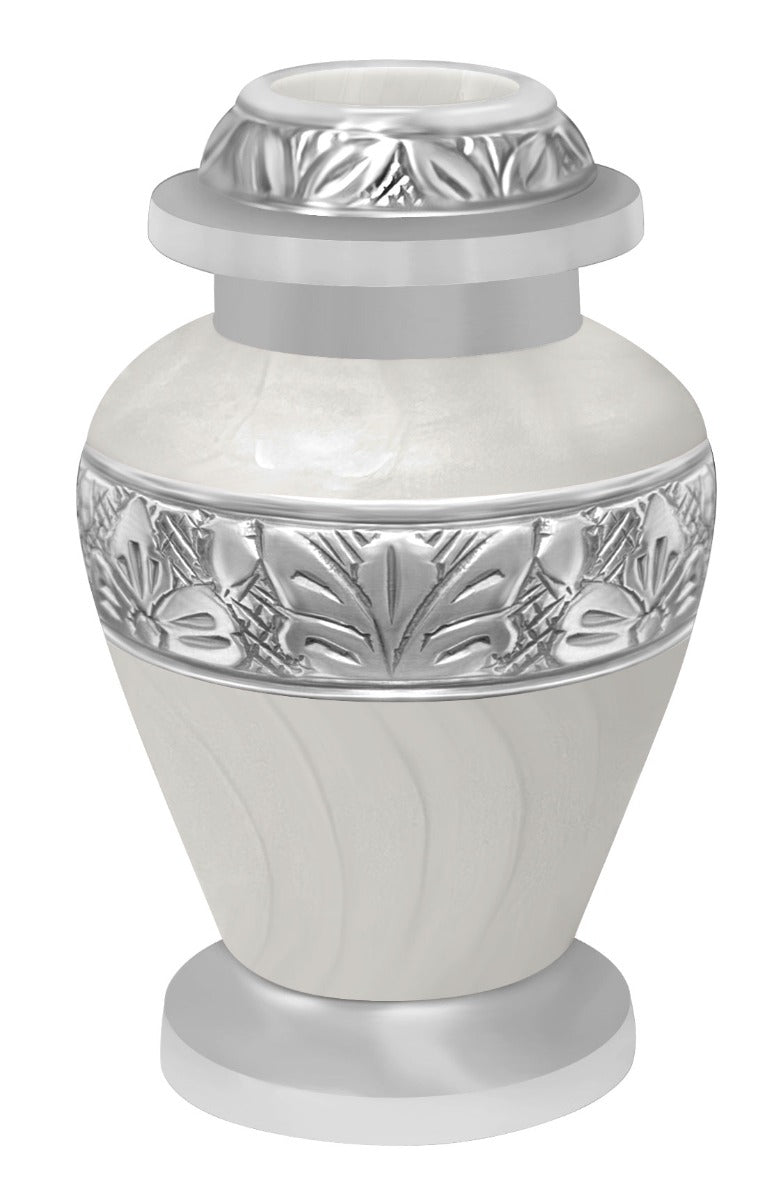 White Swirl Keepsake Urn - Love Charms® Option - Engraving Option