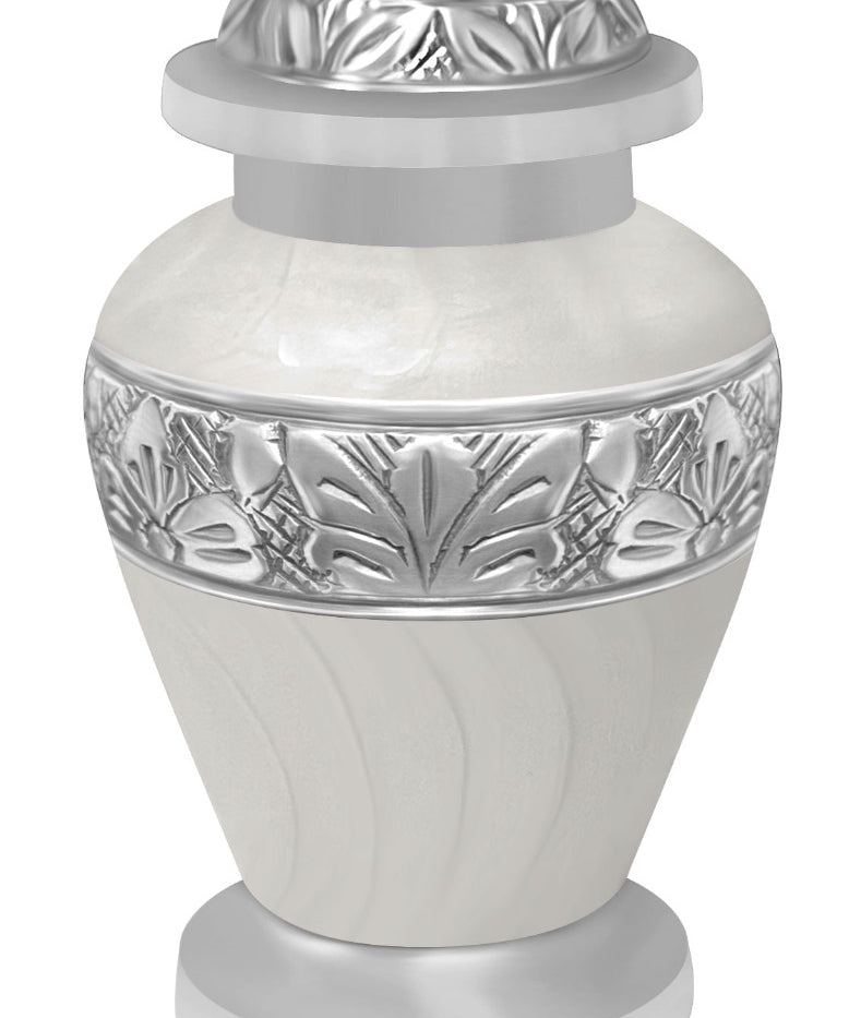 White Swirl Keepsake Urn - Love Charms® Option - Engraving Option