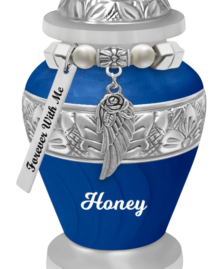 Blue Swirl Keepsake Urn - Love Charms® Option - Engraving Option