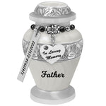 White Swirl Keepsake Urn - Love Charms® Option - Engraving Option