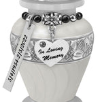 White Swirl Keepsake Urn - Love Charms® Option - Engraving Option