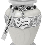 White Swirl Keepsake Urn - Love Charms® Option - Engraving Option