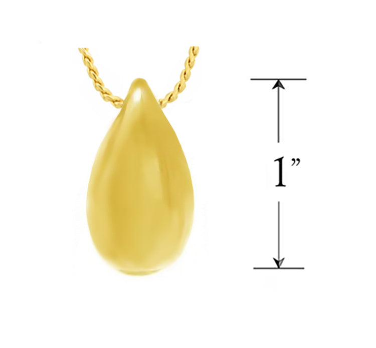 Large Teardrop 10KT Gold Cremation Jewelry Urn  - SHIPS NOW