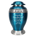 Teal Pewter Hearts Cremation Urn - Pro Diamond Engraving