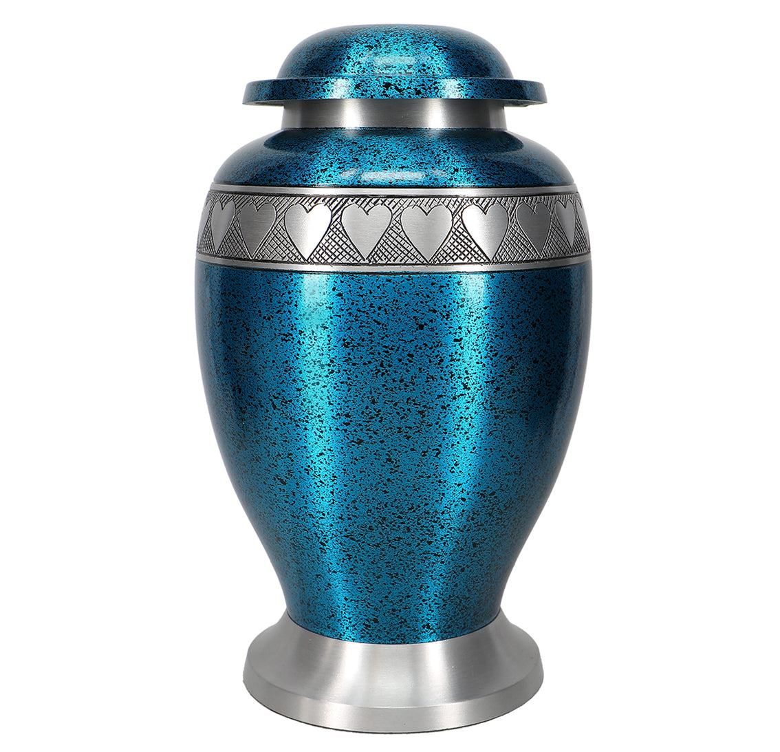Teal Pewter Hearts Cremation Urn - Pro Diamond Engraving