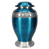 Teal Pewter Hearts Cremation Urn - Pro Diamond Engraving