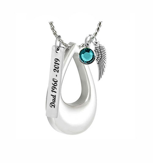 Teardrop Slider Necklace Urn - Love Charms Option