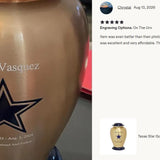 Texas Star Brass Adult Cremation Urn - Pro Personalization - Burial Vault Option
