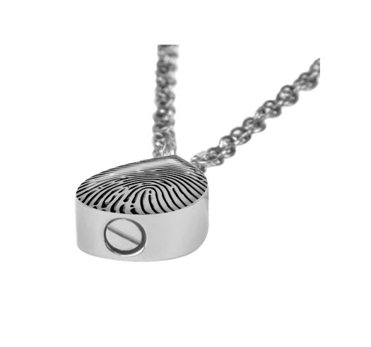Thumb Print Photo Pendant Teardrop Urn
