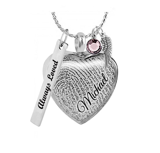 Thumb Print Photo Heart Jewelry Pendant Urn - Love Charms® Option