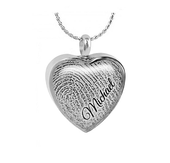 Thumb Print Photo Heart Jewelry Pendant Urn - Love Charms® Option