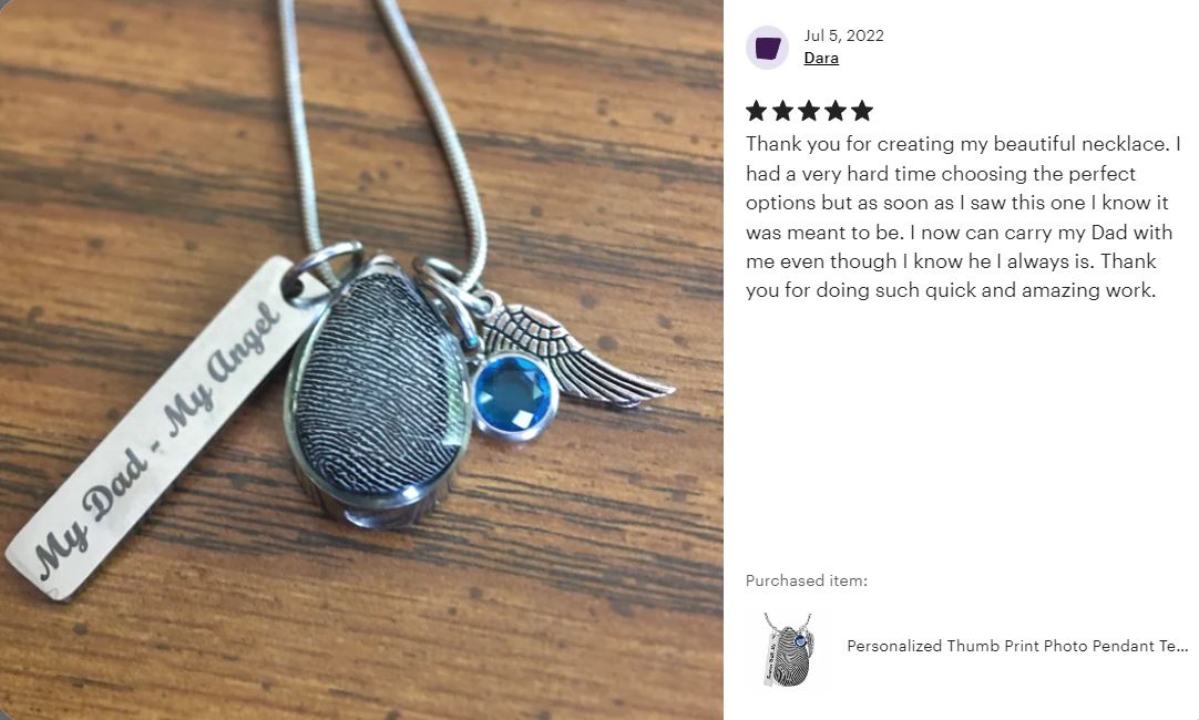 Thumb Print Teardrop Pendant Jewelry Urn - Love Charms® Option