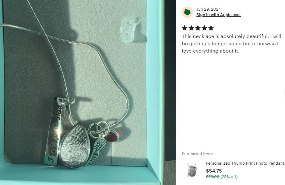 Thumb Print Teardrop Pendant Jewelry Urn - Love Charms® Option