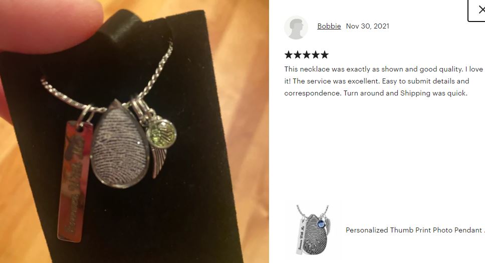 Thumb Print Teardrop Pendant Jewelry Urn - Love Charms® Option