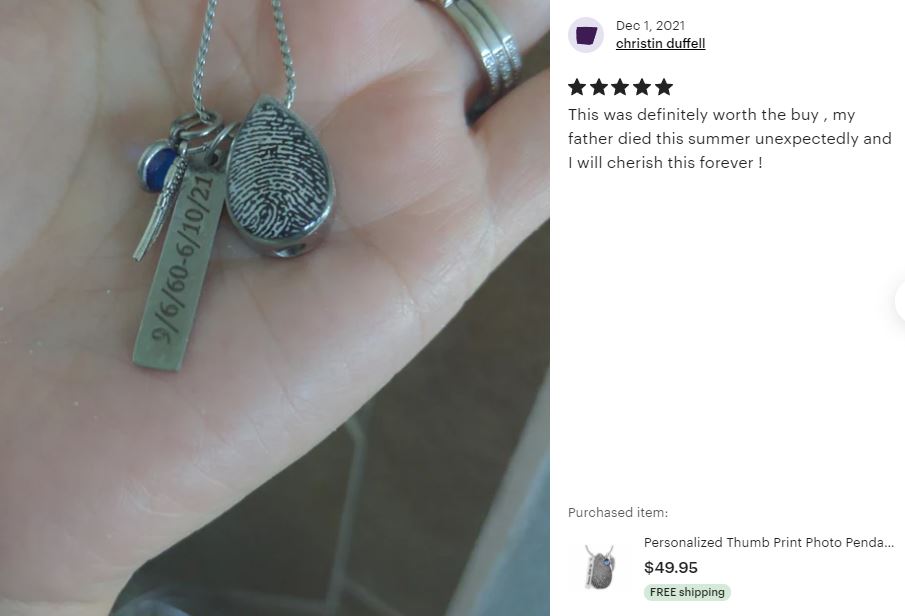 Thumb Print Teardrop Pendant Jewelry Urn - Love Charms® Option