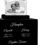 3D Ultra Faceted Rectangle Crystal Companion Wood Urn - For Two