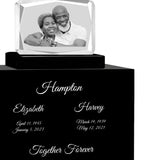 3D Ultra Faceted Rectangle Crystal Companion Wood Urn - For Two