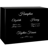 3D Ultra Faceted Rectangle Crystal Companion Wood Urn - For Two