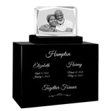 3D Ultra Faceted Rectangle Crystal Companion Wood Urn - For Two