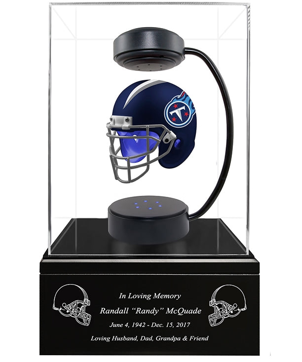 Football Cremation Urn & Tennessee Titans Hover Helmet Décor