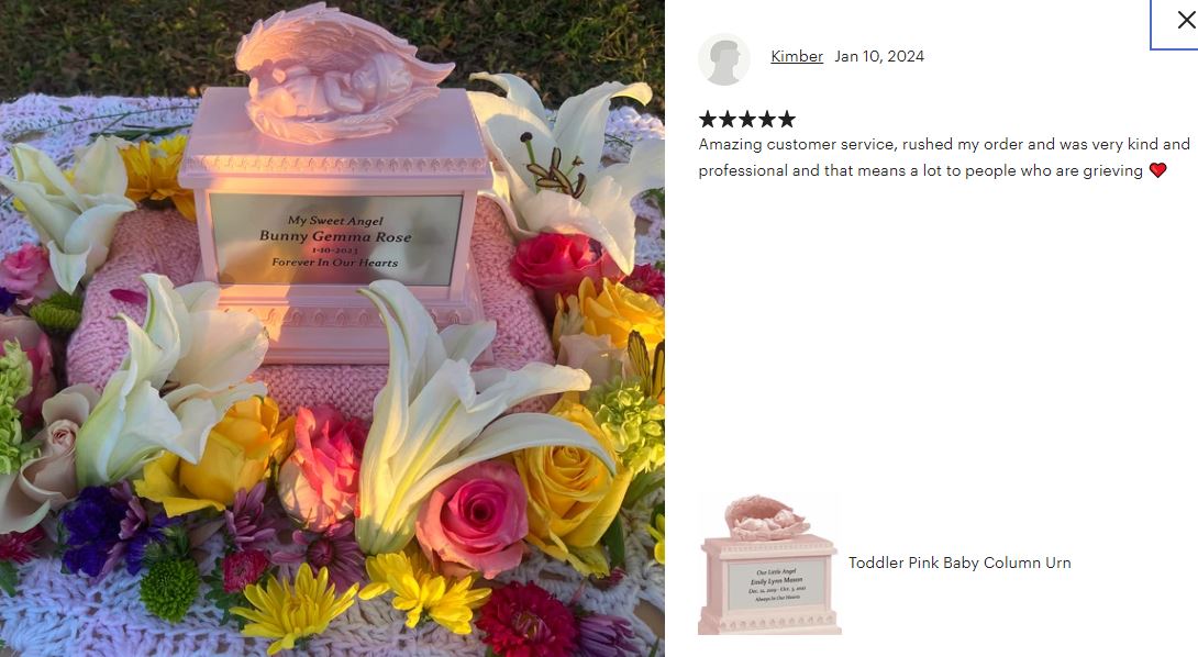 Toddler Pink Baby Column Urn - Free Engraving