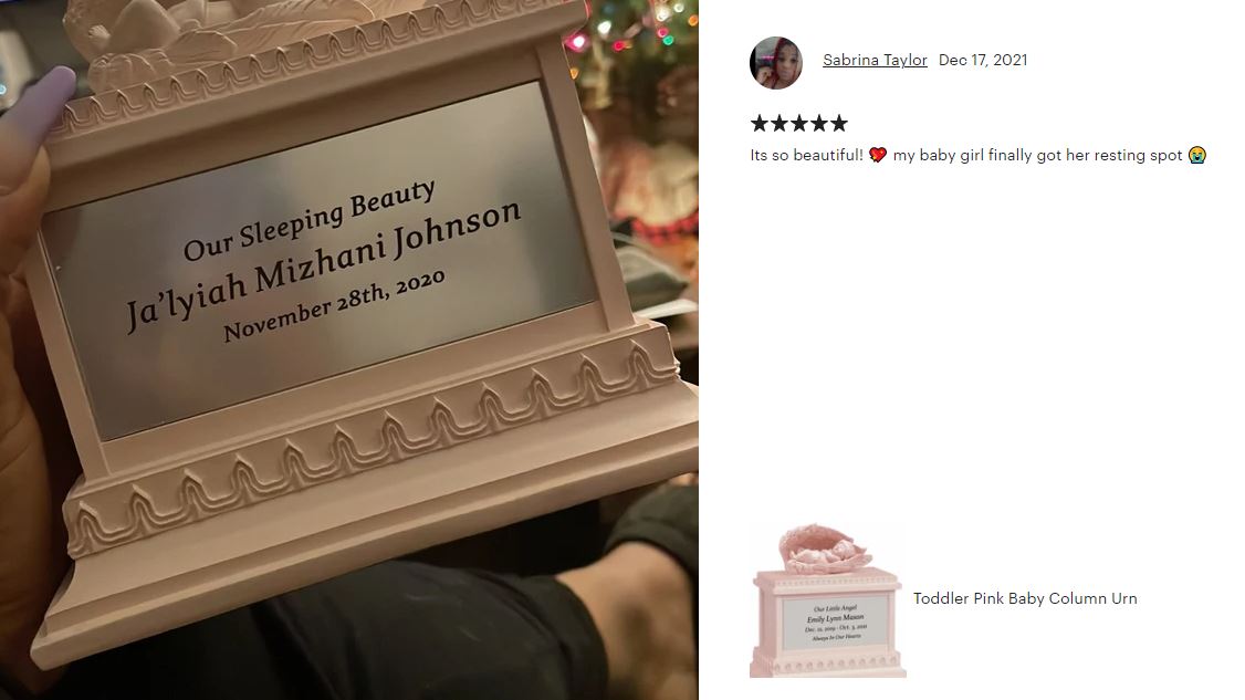 Toddler Pink Baby Column Urn - Free Engraving