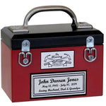 Toolbox Red Keepsake Urn -  Free Crossed Wrenches or Hammers Plate 