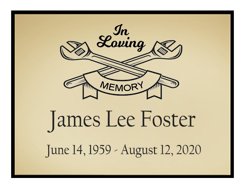 Crossed Tool Name Plates For Cremation Urns