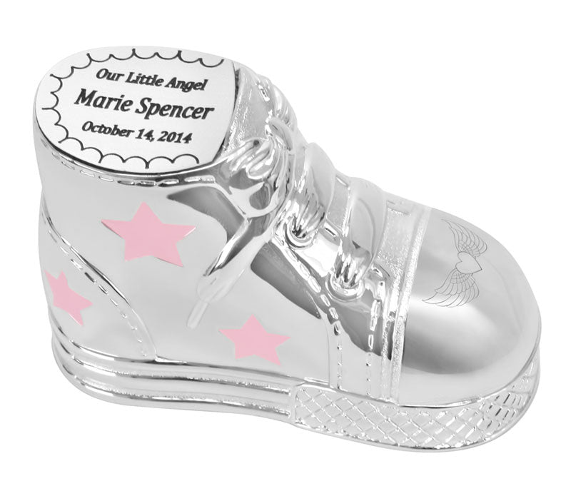 Pink Bootie Baby Urn Engraved
