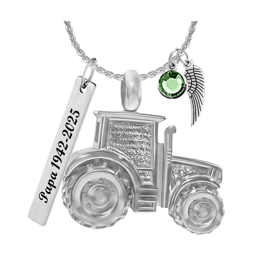 Farmer's Tractor Stainless Jewelry Ash Urn - Love Charms® Option