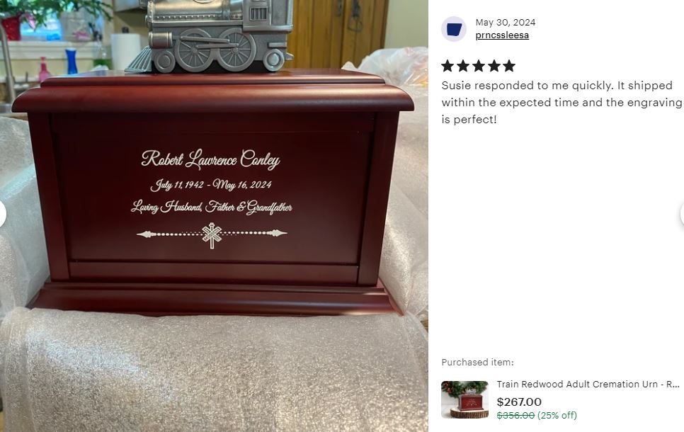 Train Redwood Adult or Medium Urn