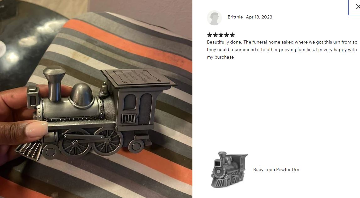 Train Pewter Infant Urn - In The Light Urns