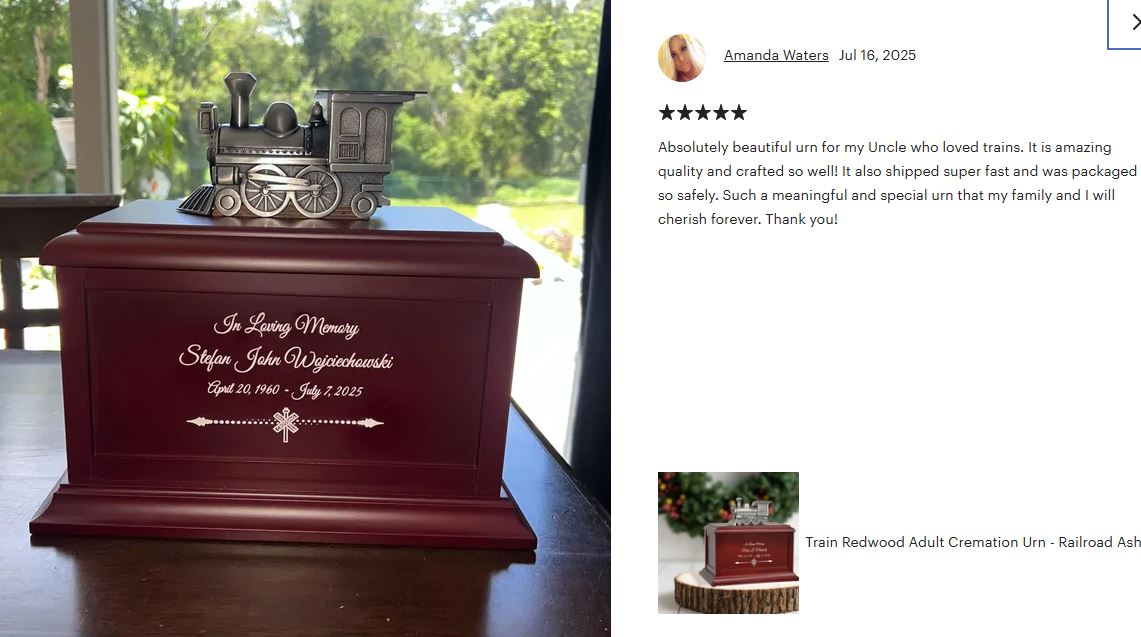 Train Redwood Adult or Medium Urn